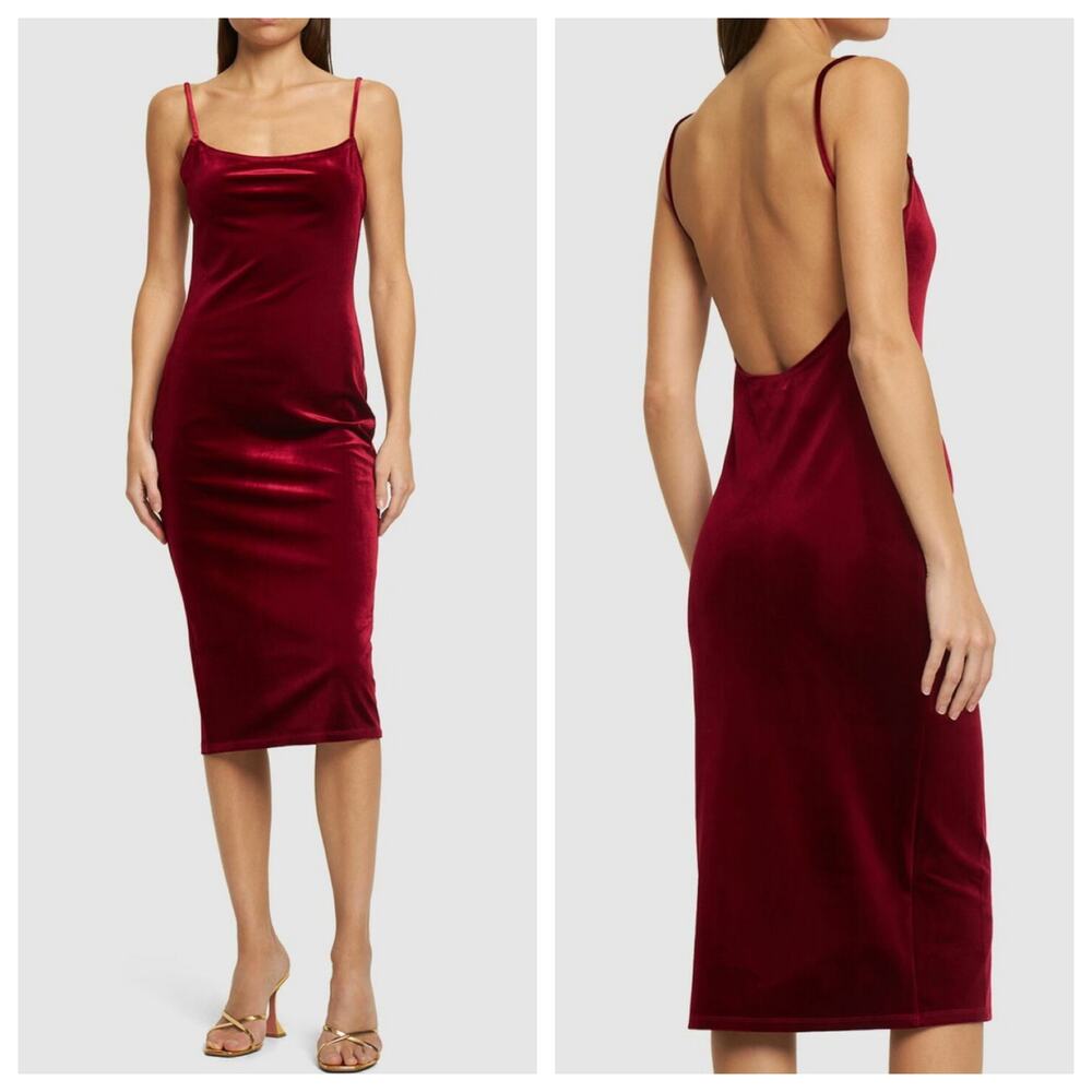 REFORMATION Midi Dress Merel Red Velvet New size XL